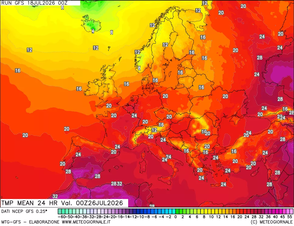 mappa Temperatura media 24 ore