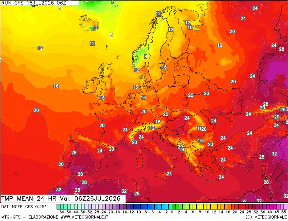 mappa Temperatura media 24 ore