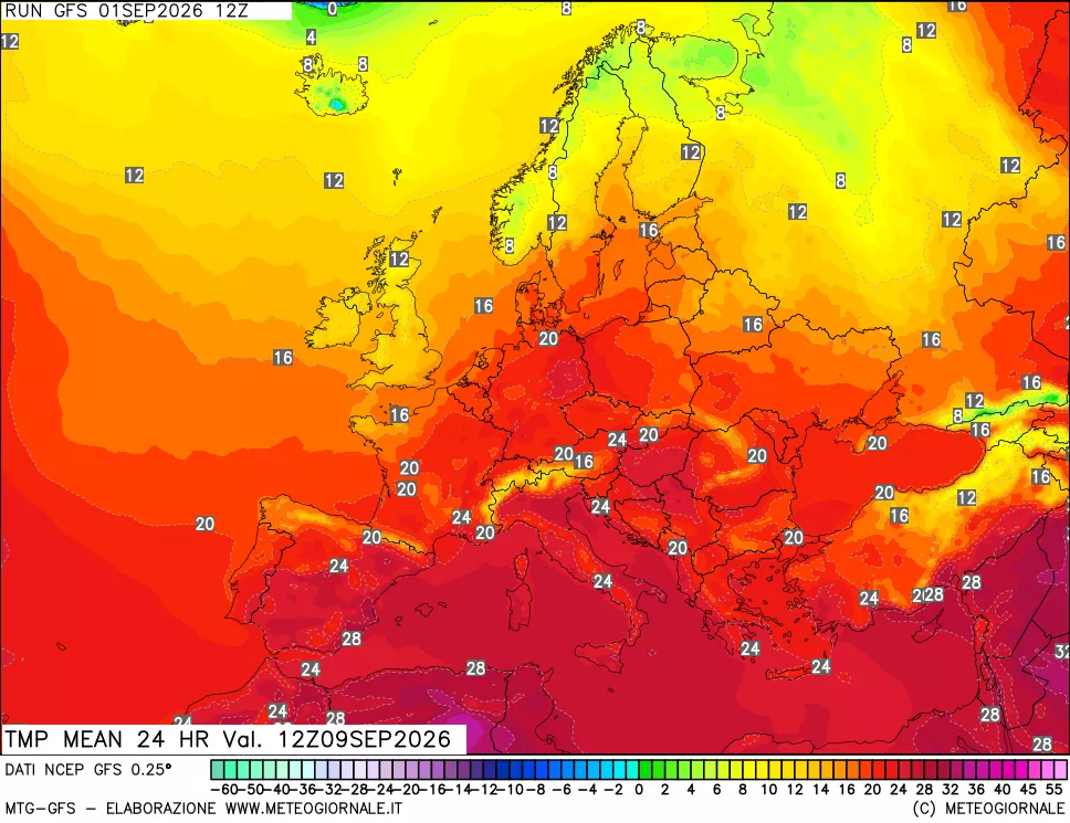 mappa Temperatura media 24 ore