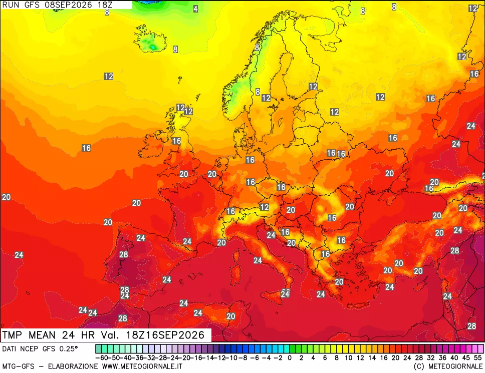 mappa Temperatura media 24 ore