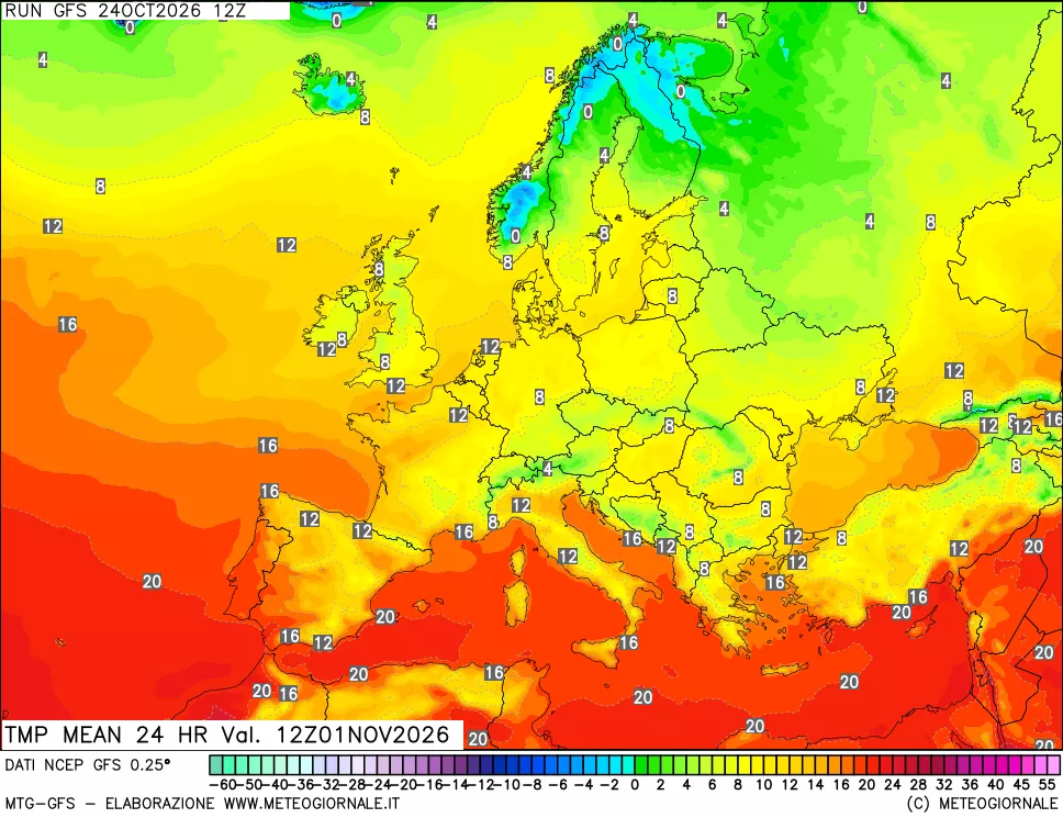 mappa Temperatura media 24 ore