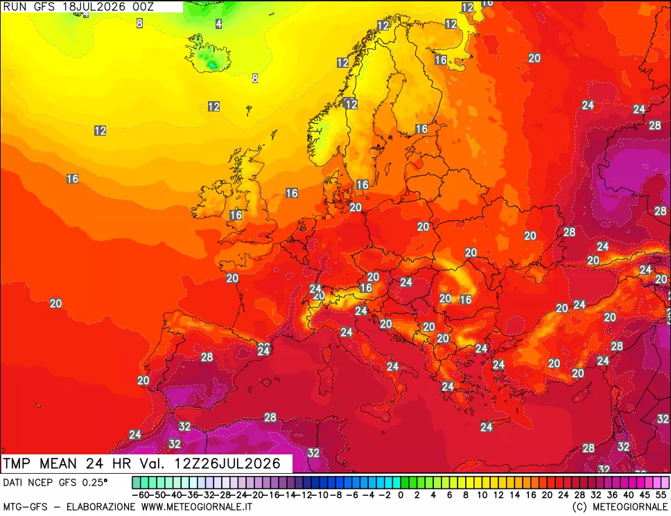 mappa Temperatura media 24 ore