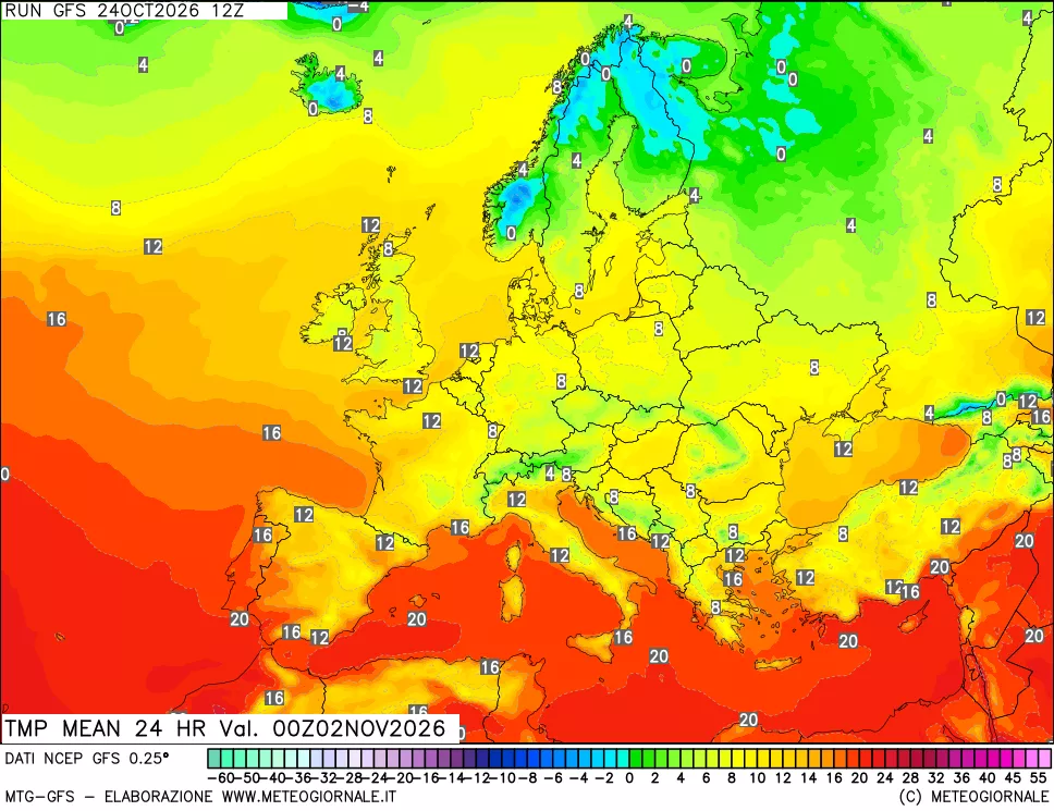 mappa Temperatura media 24 ore