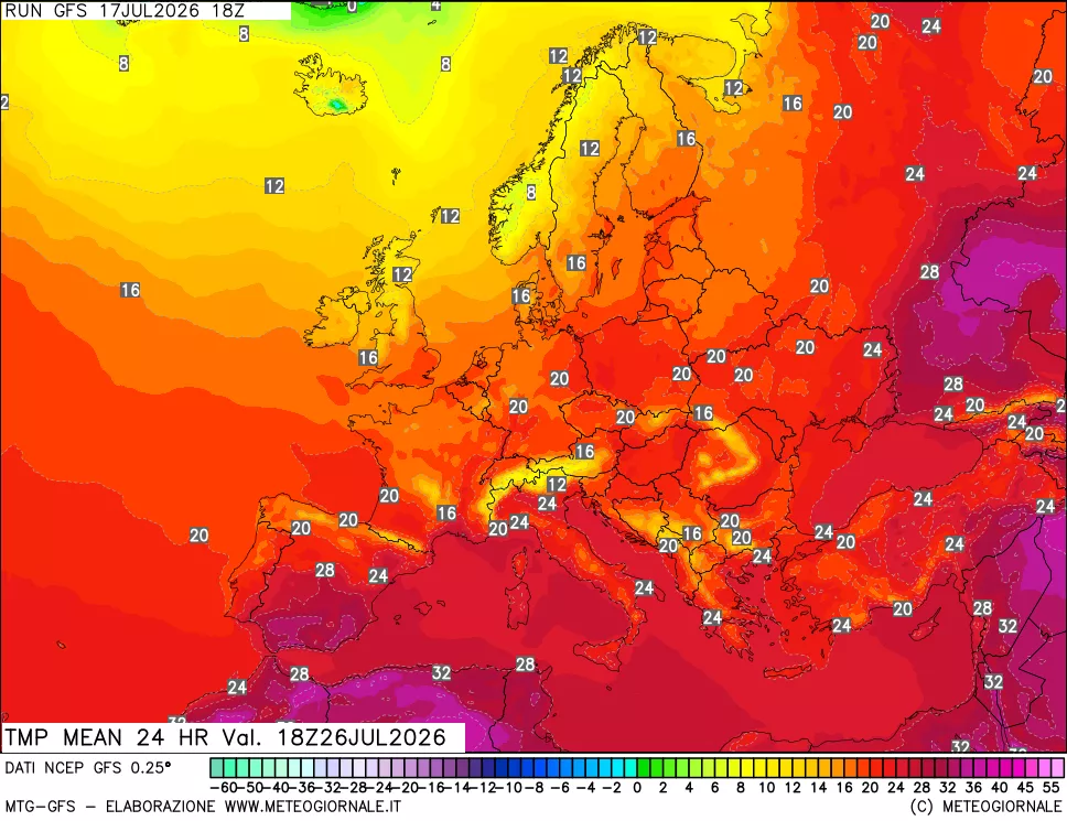 mappa Temperatura media 24 ore