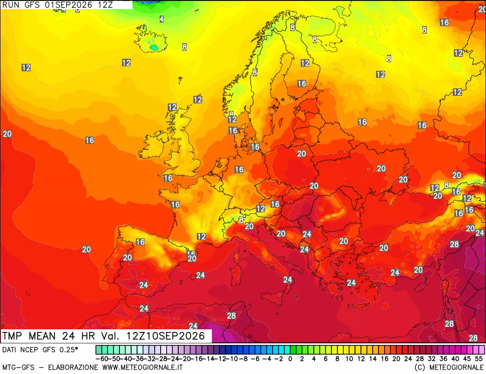 mappa Temperatura media 24 ore
