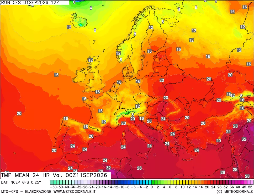 mappa Temperatura media 24 ore