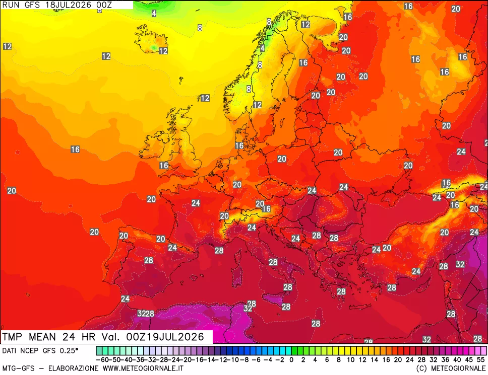 mappa Temperatura media 24 ore