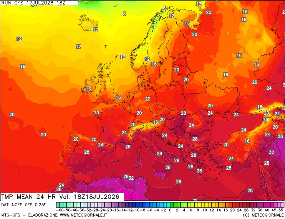 mappa Temperatura media 24 ore