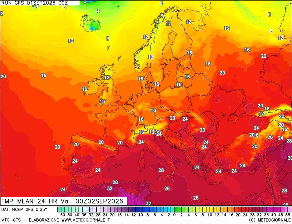 mappa Temperatura media 24 ore