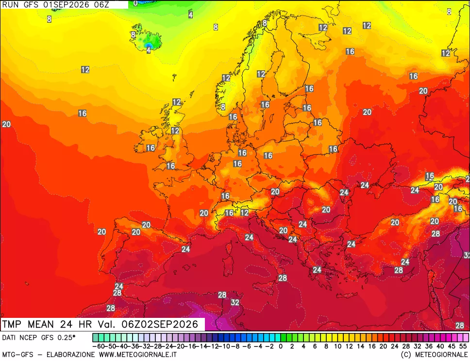 mappa Temperatura media 24 ore