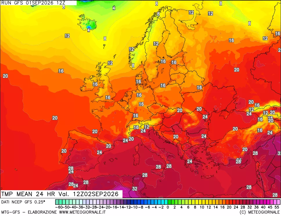 mappa Temperatura media 24 ore