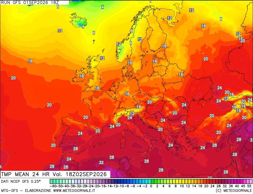 mappa Temperatura media 24 ore