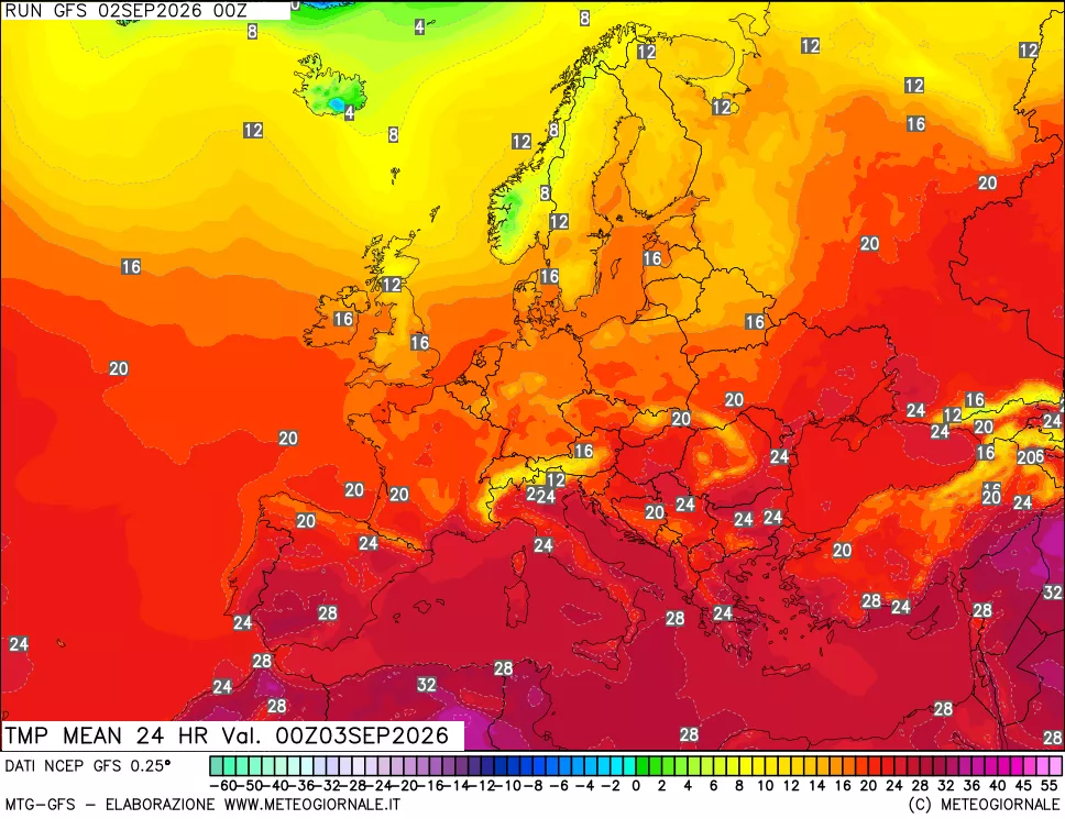 mappa Temperatura media 24 ore