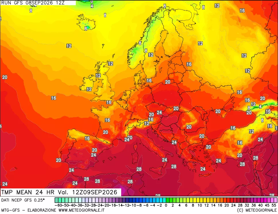 mappa Temperatura media 24 ore