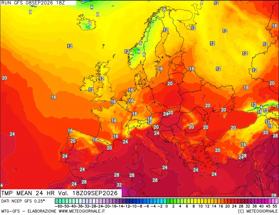 mappa Temperatura media 24 ore