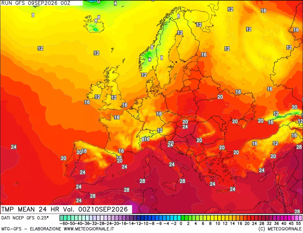 mappa Temperatura media 24 ore