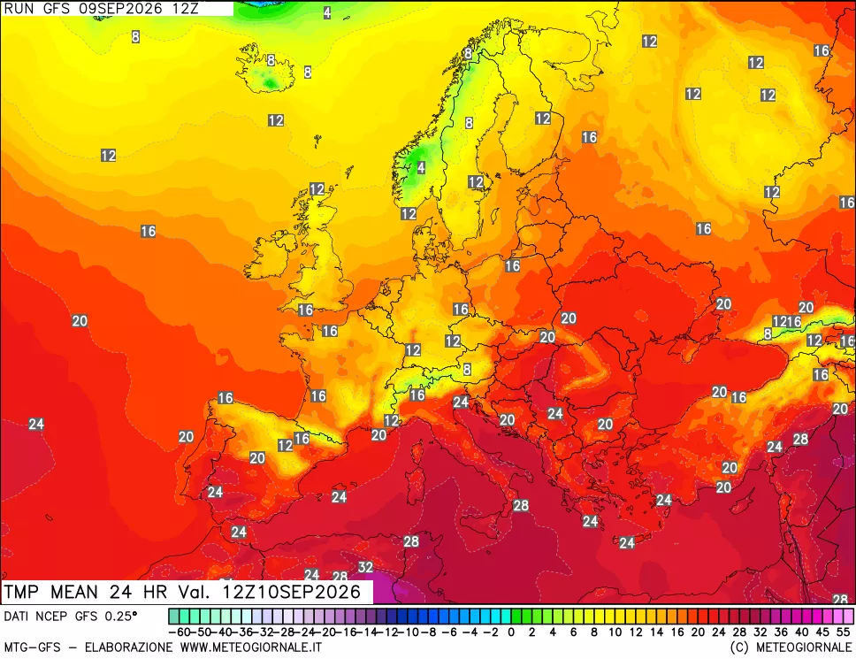 mappa Temperatura media 24 ore