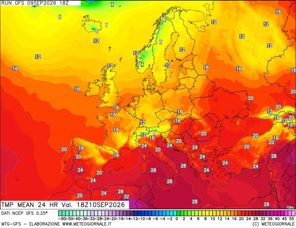 mappa Temperatura media 24 ore