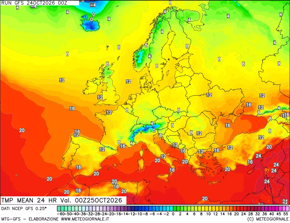 mappa Temperatura media 24 ore