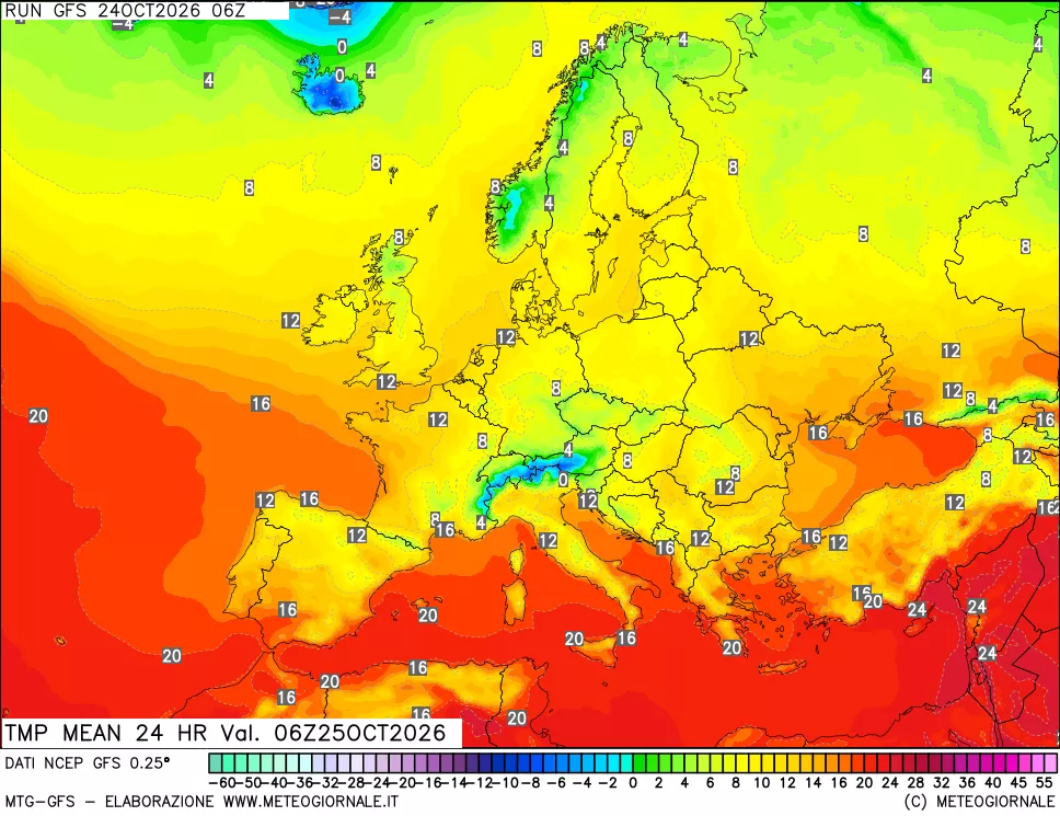 mappa Temperatura media 24 ore