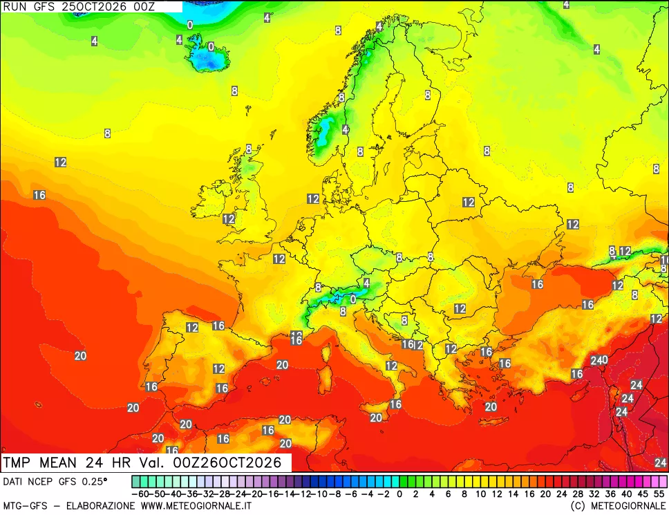 mappa Temperatura media 24 ore
