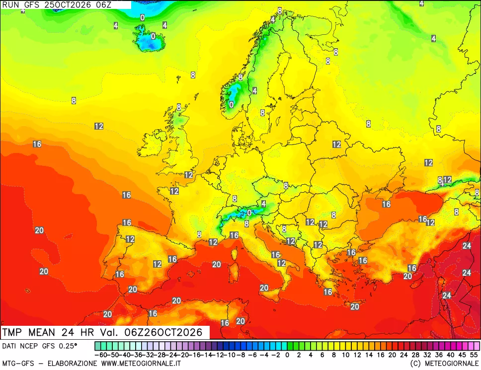 mappa Temperatura media 24 ore