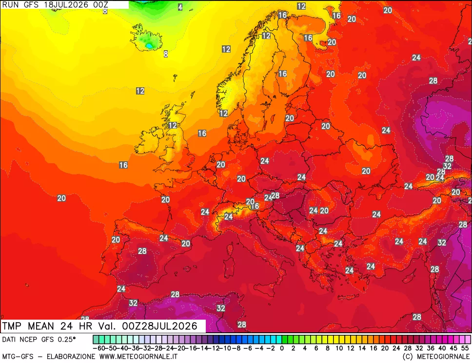 mappa Temperatura media 24 ore