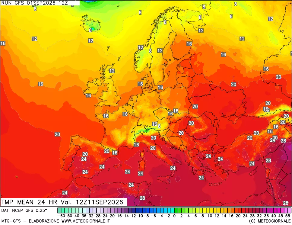 mappa Temperatura media 24 ore