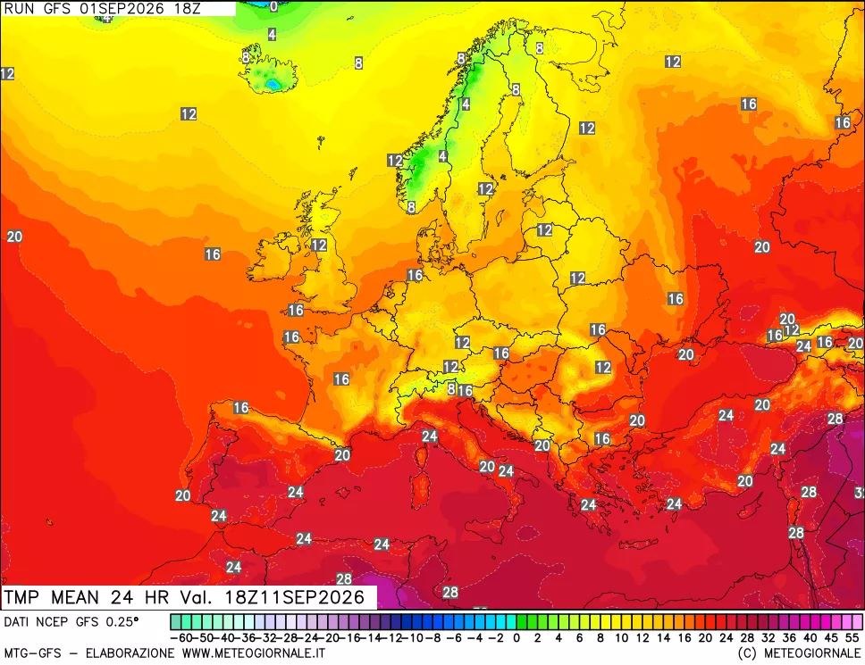 mappa Temperatura media 24 ore