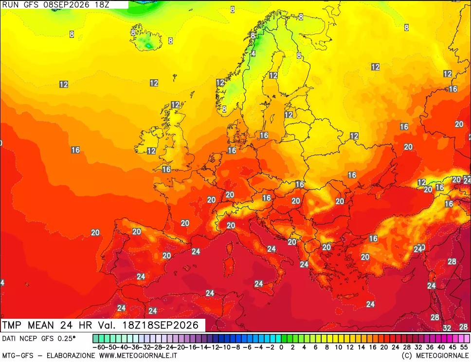 mappa Temperatura media 24 ore