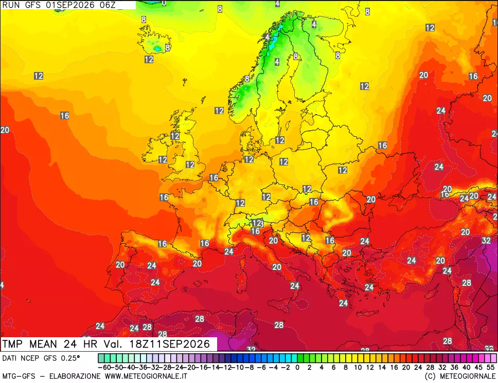 mappa Temperatura media 24 ore