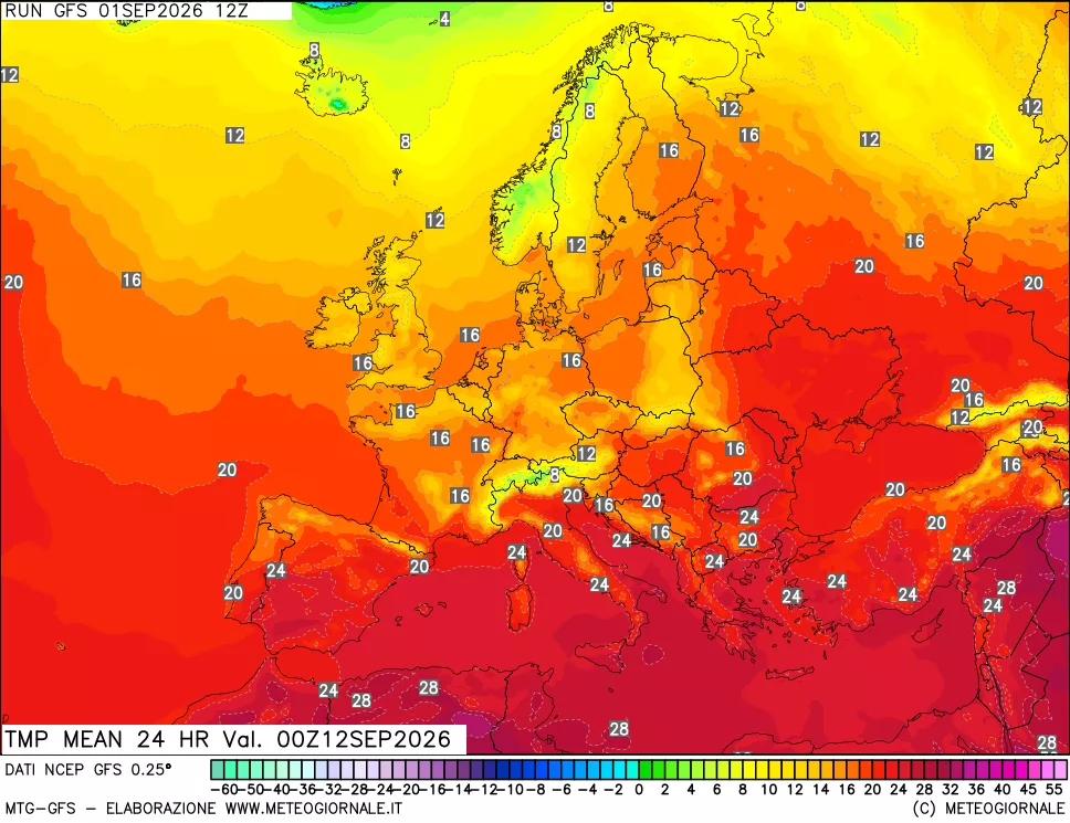 mappa Temperatura media 24 ore