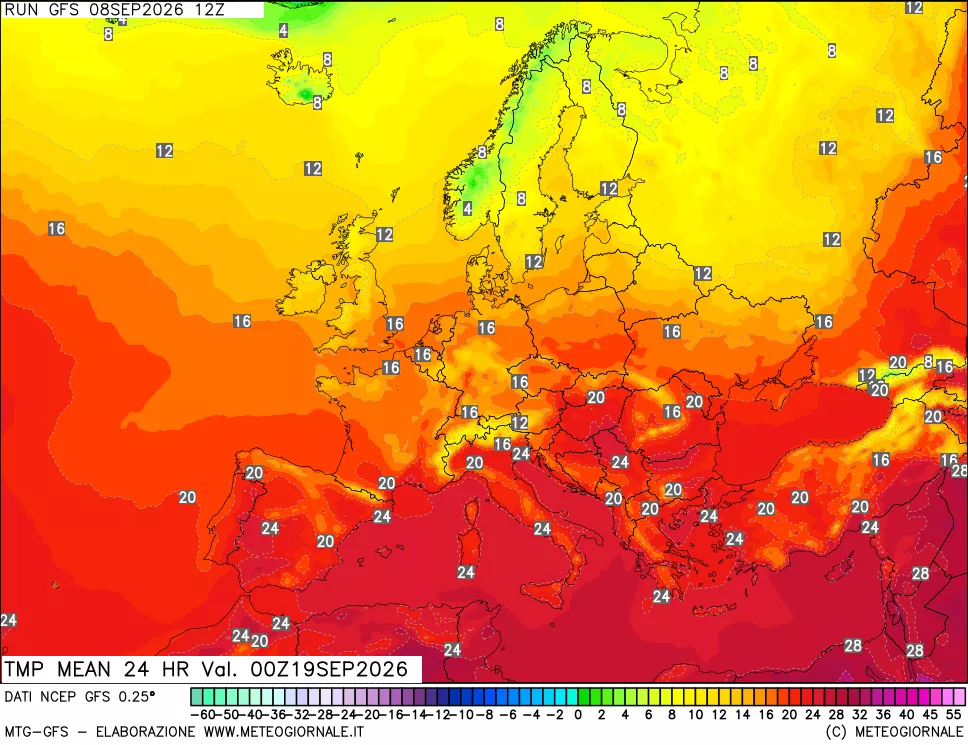 mappa Temperatura media 24 ore