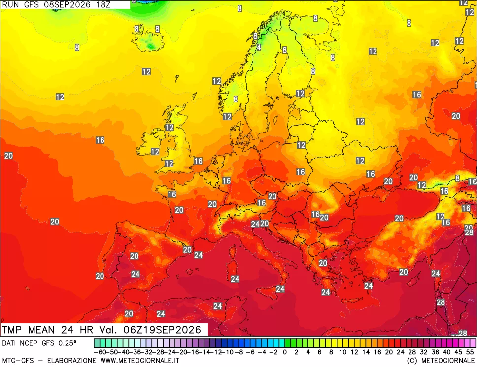 mappa Temperatura media 24 ore