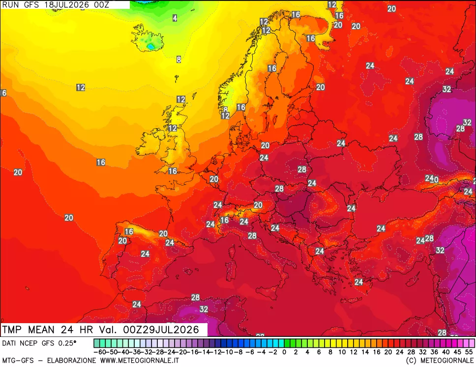 mappa Temperatura media 24 ore