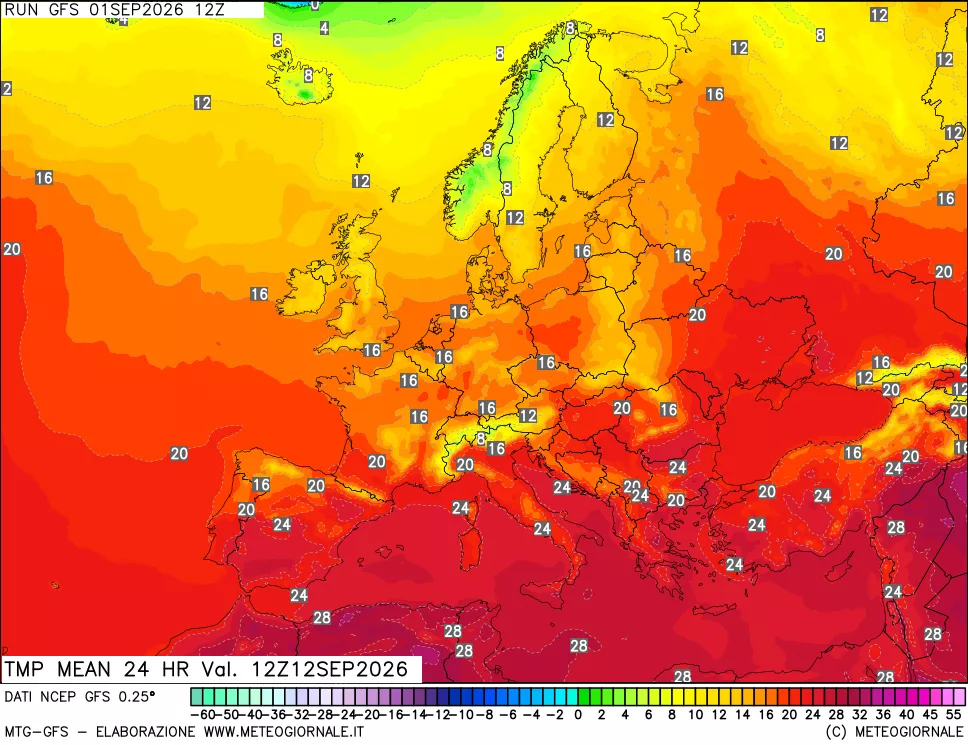 mappa Temperatura media 24 ore