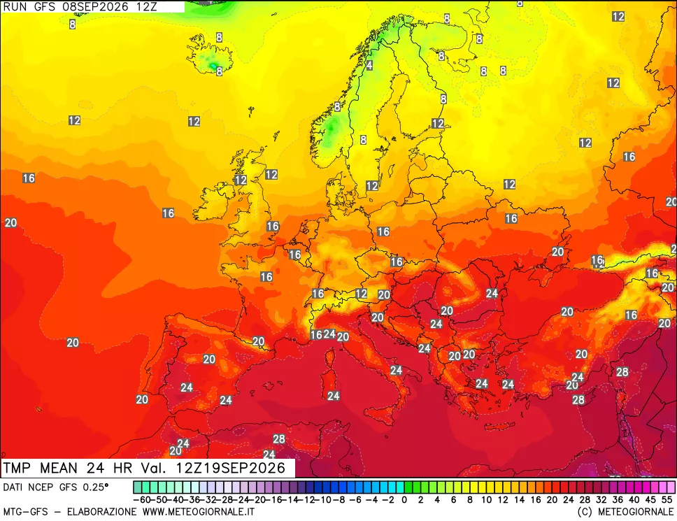 mappa Temperatura media 24 ore
