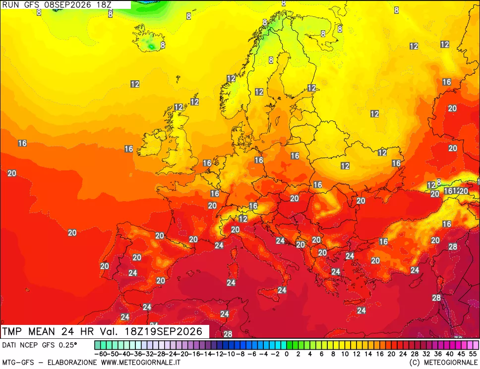 mappa Temperatura media 24 ore