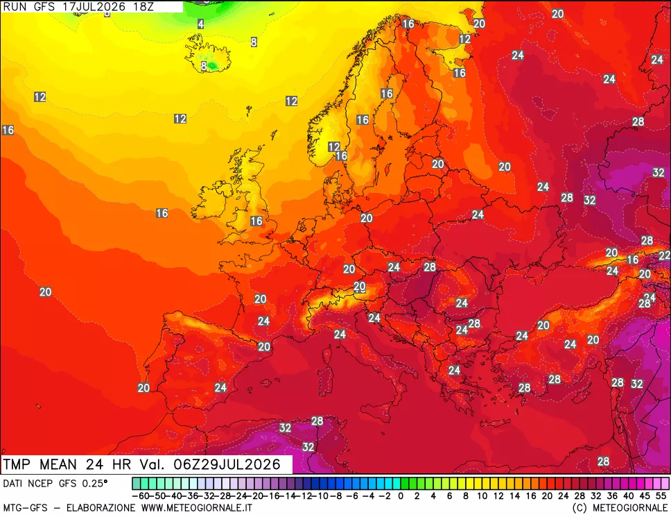 mappa Temperatura media 24 ore