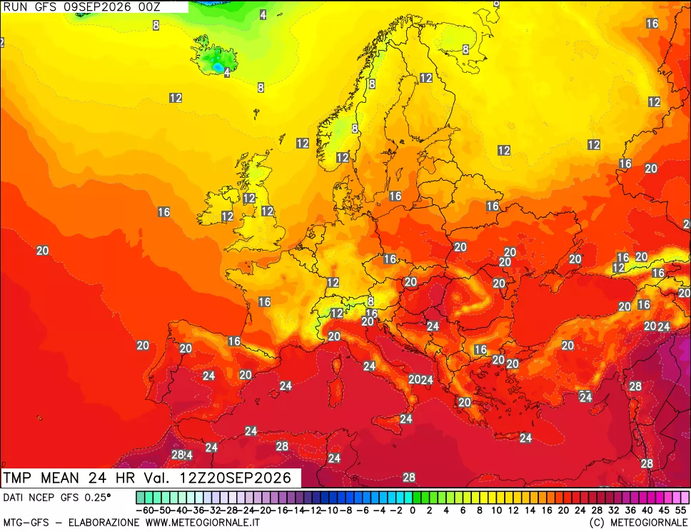 mappa Temperatura media 24 ore
