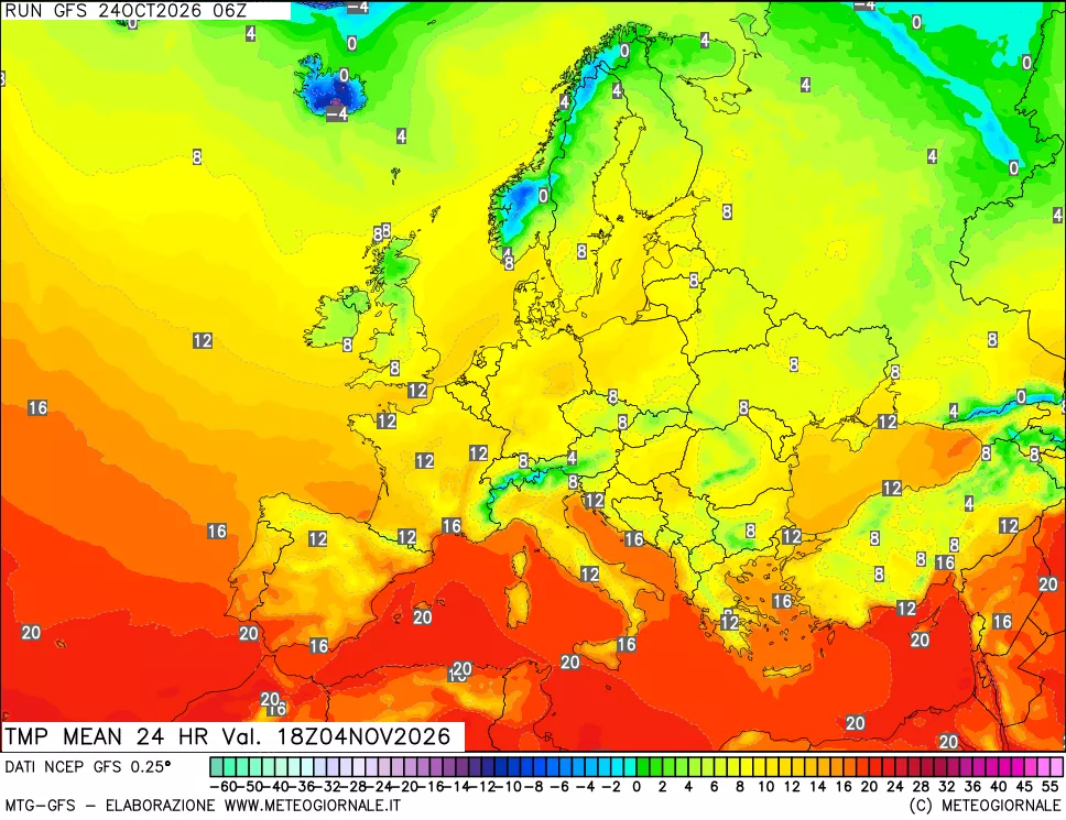 mappa Temperatura media 24 ore