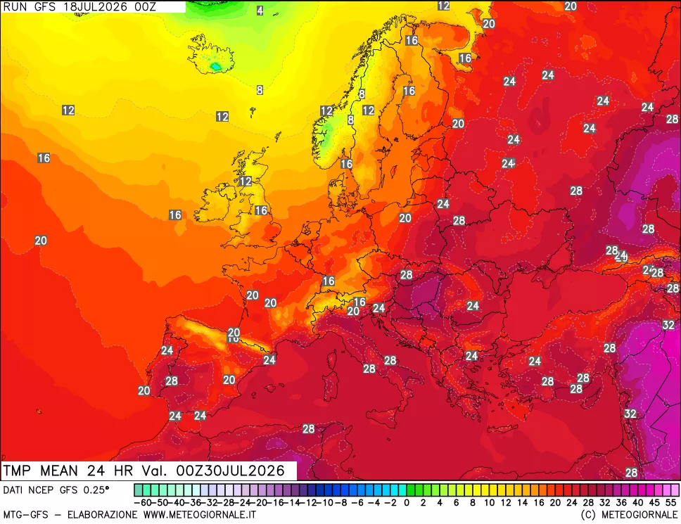 mappa Temperatura media 24 ore