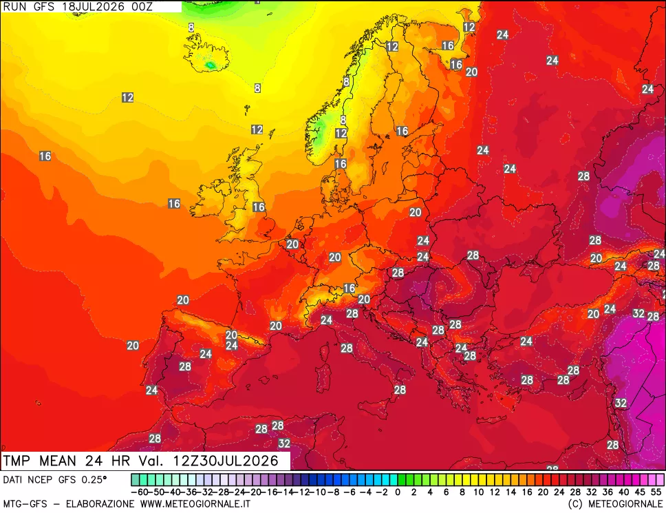 mappa Temperatura media 24 ore