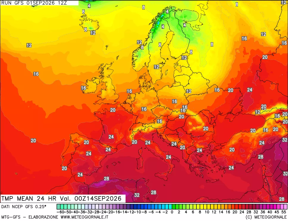 mappa Temperatura media 24 ore