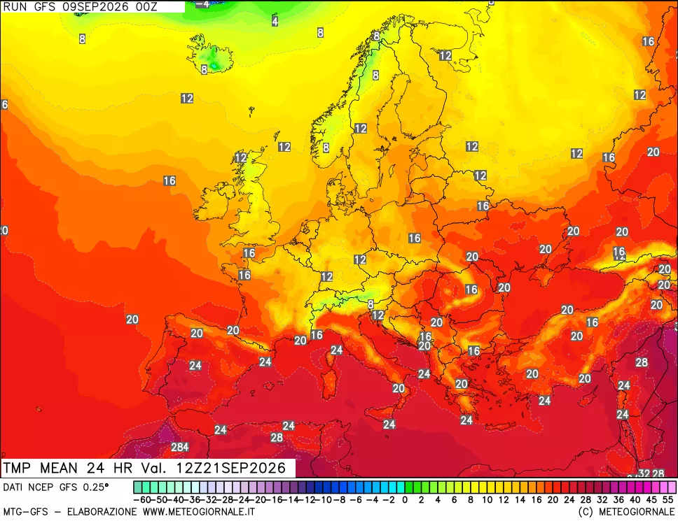 mappa Temperatura media 24 ore