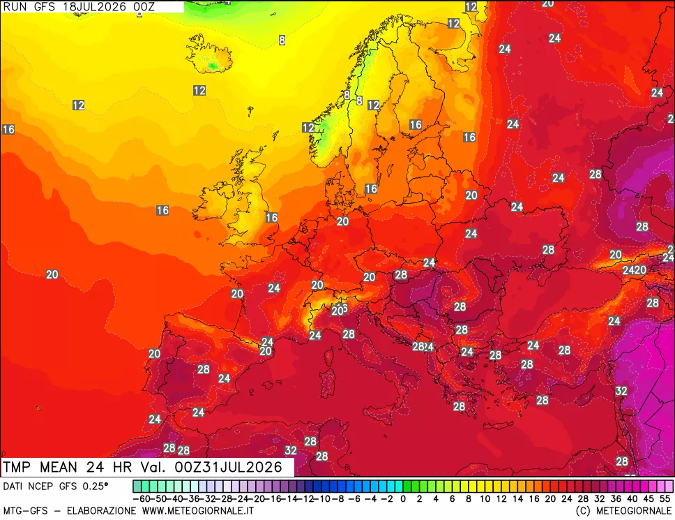 mappa Temperatura media 24 ore