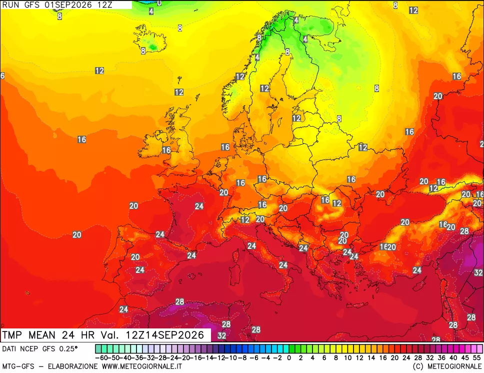 mappa Temperatura media 24 ore