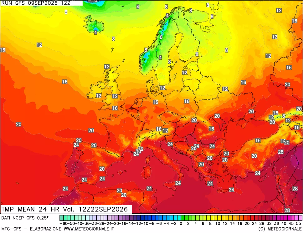 mappa Temperatura media 24 ore