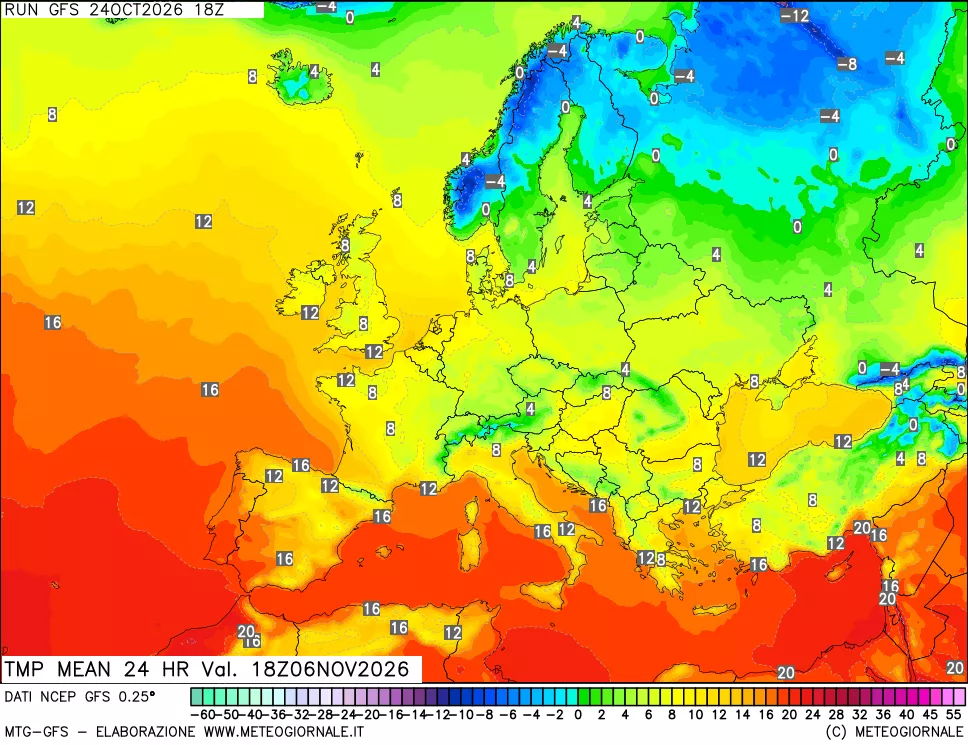 mappa Temperatura media 24 ore