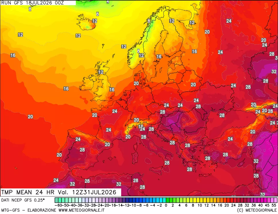 mappa Temperatura media 24 ore